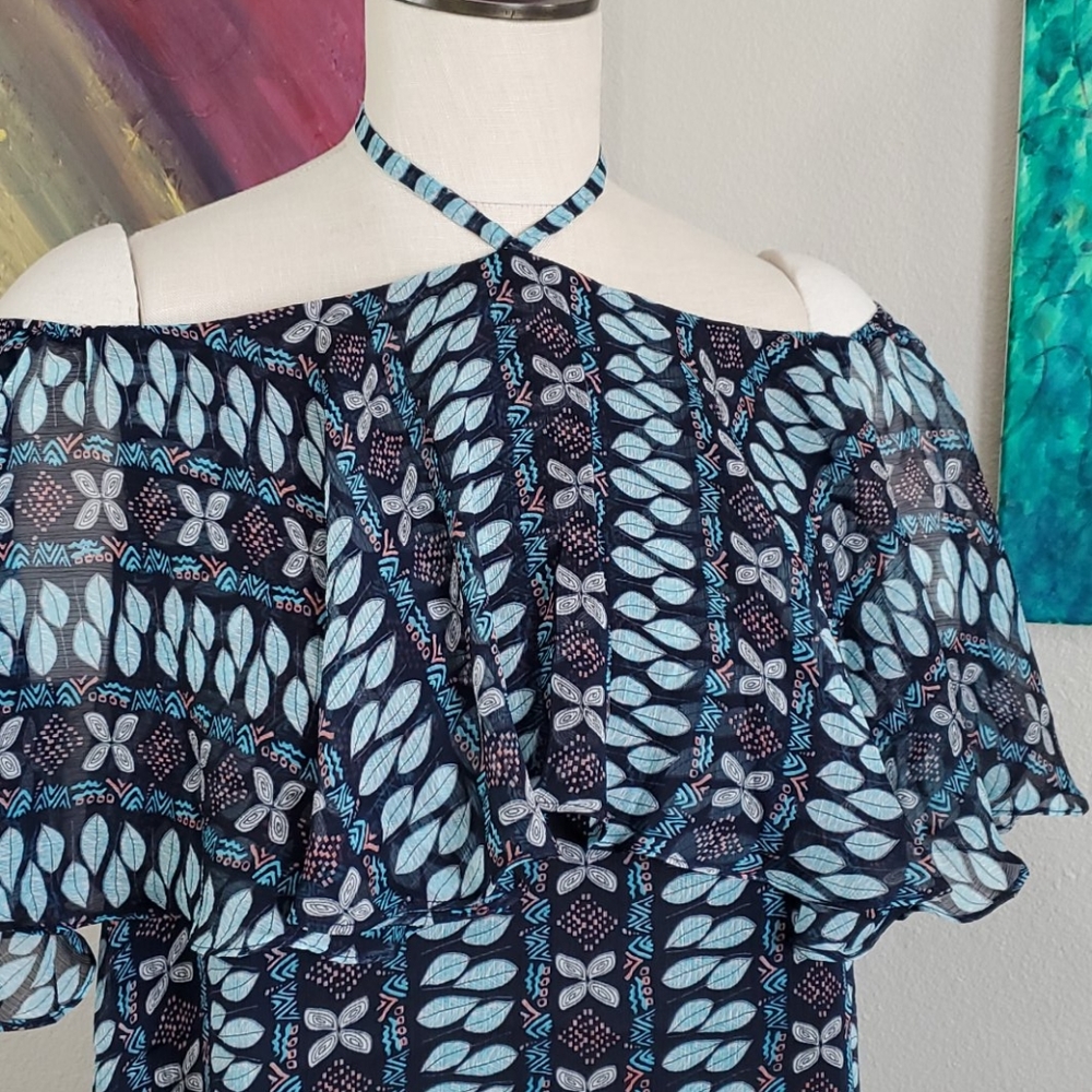 RELISHED Ruffle Patterned off the Shoulder Top - Picture 8 of 10